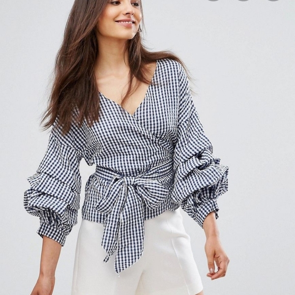 ASOS Tops - NWT! ASOS $120.00 QED London gingham wrap top
